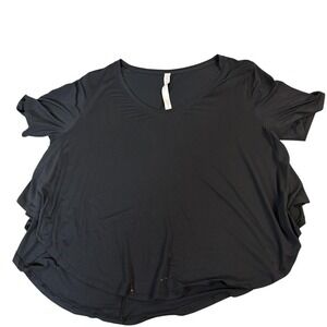 Lululemon Shirt Womens 8 Black Short Sleeve Scoop Neck Modal Silk Relaxed Yoga